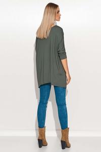 Asymetryczna Bluzka o Kroju Oversize - Khaki