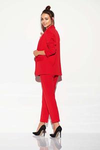 Tkaninowe Czerwone Spodnie Basic o Zwężanej Nogawce