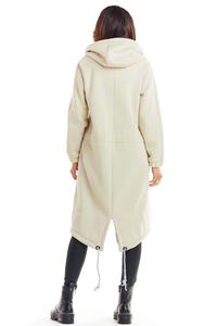 Beżowa Ciepła Bluza Typu Parka