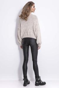 Beżowy Stylowy Sweter z Półgolfem