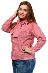Czerwona Koszula w Kratę z Kokardą PLUS SIZE