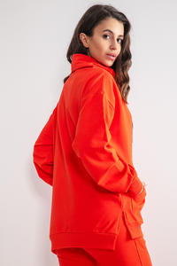 Bawełniana Bluza ze Stójką - Pomarańczowa