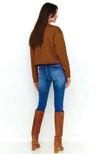  Kamelowa Bluza Oversize z Ozdobnym Nadrukiem