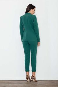 Zielone Eleganckie Spodnie Cygaretki z Mankietem