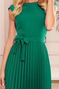 Zielona Koktajlowa Sukienka z Plisowanym Dołem