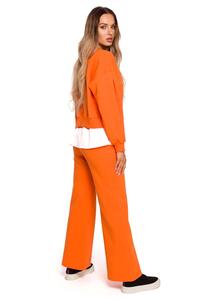 Bluza z Koszulową Wypustką - Pomarańczowa