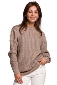 Cappuccino Sweter Oversize o Przedłużonym Kroju