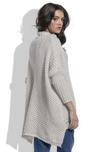 Beżowy Sweter Oversize z Golfem 