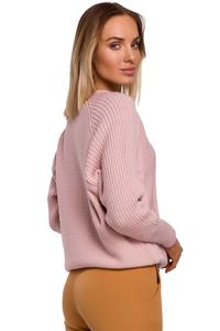 Klasyczny Sweter z Okrągłym Dekoltem (Różowy)