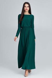 Zielona Sukienka Maxi z Długim Rękawem