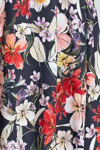 Granatowa Sukienka Maxi w Kwiaty