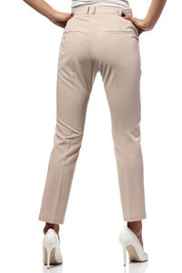 Beżowe Damskie Eleganckie Spodnie 7/8 w Kant