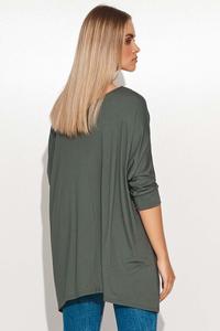 Asymetryczna Bluzka o Kroju Oversize - Khaki