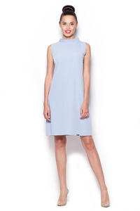 Elegancka Sukienka z Niskim Golfem - Niebieski