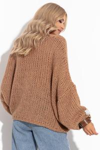Karmelowy Sweter z Dekoltem V