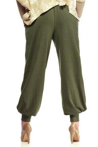 Khaki Dresowe Spodnie Typu Pumpy