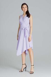 Asymetryczna Sukienka z Kopertowym Dekoltem - Fioletowa