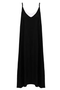 Bawełniana Sukienka na Ramiączkach - Czarna