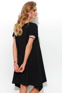 Asymetryczna Sukienka z Taśmami - Czarna