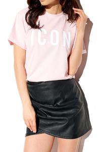 Bawełniany T-shirt z Napaisem ICON - Różowy
