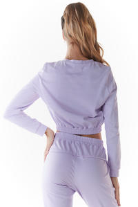  Bluza Typu Crop ze Ściągaczem - Purpurowa
