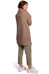 Cappuccino Damski Sweter Oversize z Golfem