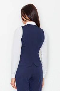 Granatowa Elegancka Garniturowa Kamizelka Damska
