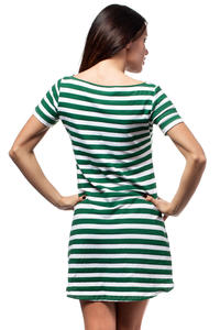 Zielona Letnia Asymetryczna Sukienka z Krótkim Rękawem