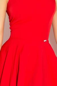 Czerwona Rozkloszowana Sukienka z Dekoltem V