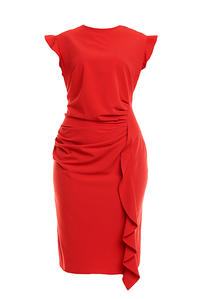Czerwona Elegancka Sukienka z Falbanką PLUS SIZE