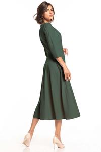 Rozkloszowana Sukienka do Połowy Łydki - Khaki