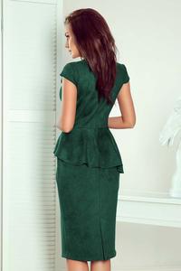 Zielona Sukienka z Baskinką Asymetryczny Fason