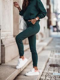 Zielony Damski Dres Spodnie+Bluza