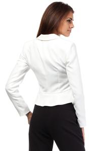 Ecru Elegancki Krótki Żakiet z Baskinką