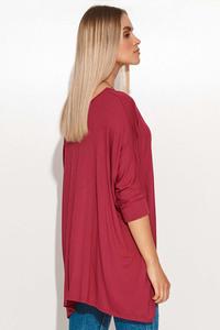 Asymetryczna Bluzka o Kroju Oversize - Burgundowa