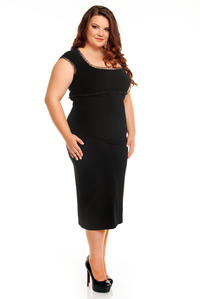 Elegancka Czarna Sukienka Midi PLUS SIZE