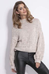 Beżowy Stylowy Sweter z Półgolfem