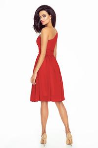 Czerwona Elegancka Asymetryczna Sukienka Wieczorowa