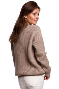 Cappuccino Sweter Oversize o Przedłużonym Kroju