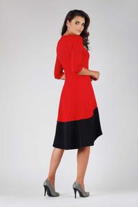 Asymetryczna Sukienka Midi Czerwono-Czarna
