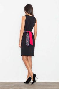 Czarna Sukienka Ołówkowa z Kolorową Szarfą