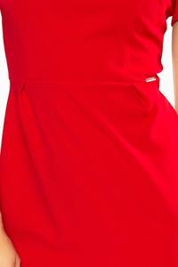 Czerwona Sukienka Ołówkowa na Krótki Rękaw