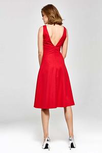 Czerwona Elegancka Midi Princeska